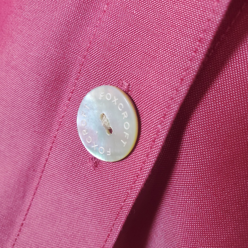 Foxcroft Women's Heritage Non-Iron Cotton Shirt Shaped Fit Pink Red 12P Petite - Picture 7 of 10